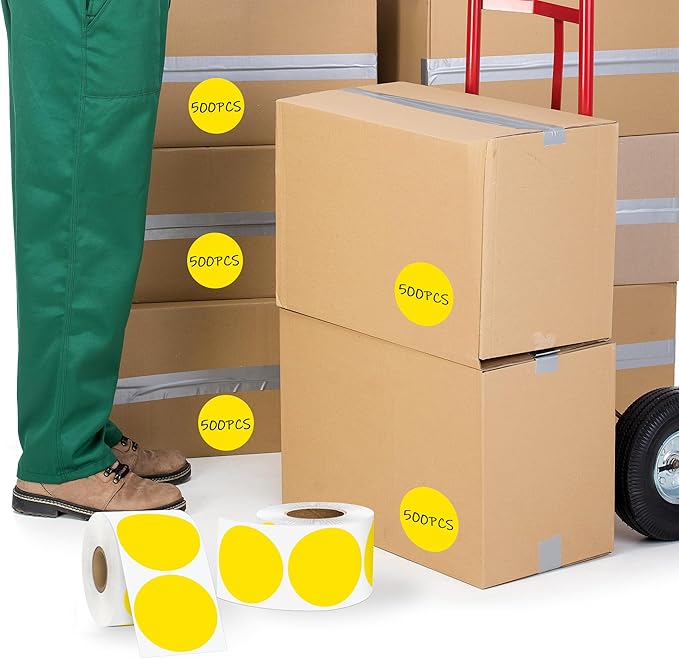 2 Inch Yellow Circle Stickers 500 Pcs, Permanent Color Coding Dots - Image 4