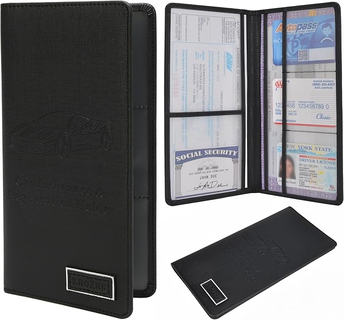 Car Registration and Insurance Holder Glove Box Folder-Premium Car Folder by XROZRK
