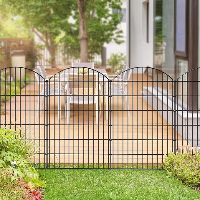 Metal Garden Fence 48in x 12.7ft, 5 Panels + 6 Stakes Dog Fence Border Fence - Image 2