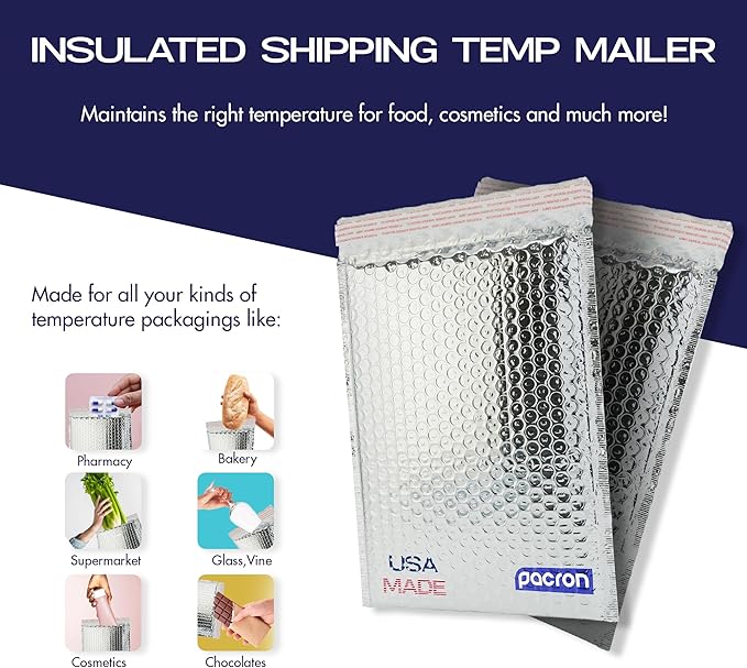 100-Pack Insulated Silver Thermal Bubble Mailers 8 x 11 - Image 2