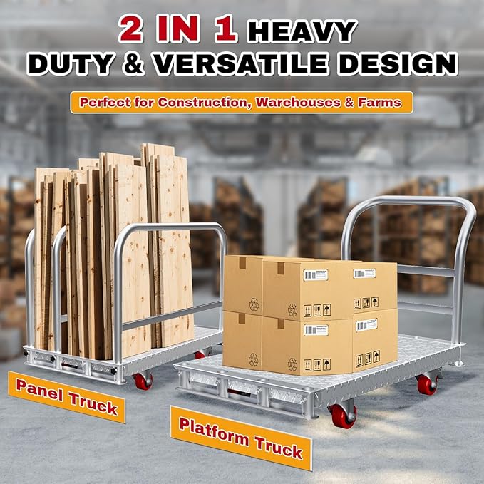 2IN1 Steel Panel Cart Dolly – Heavy Duty Drywall Lumber Truck Cart - Image 5