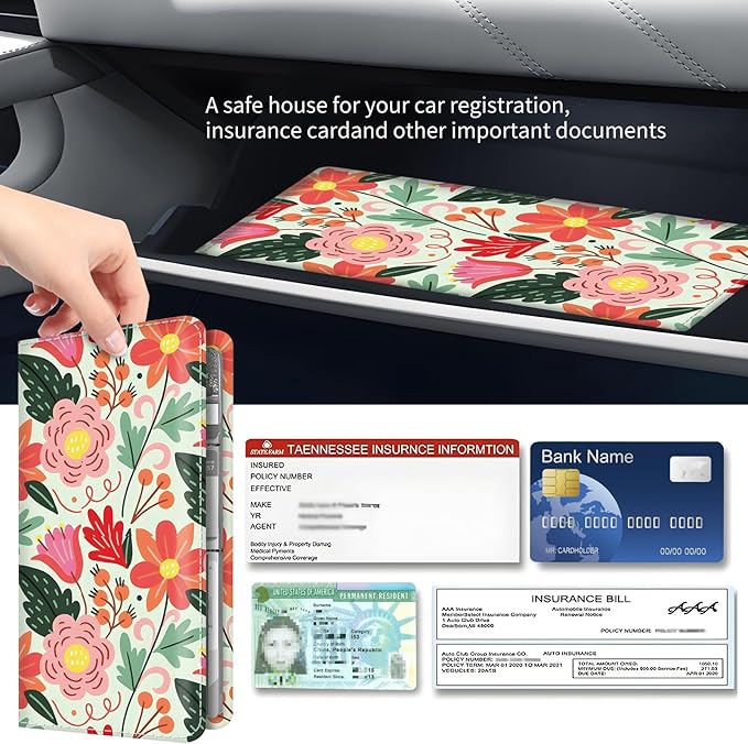 Premium Car Registration and Insurance Card Holder, Cute PU Leather Car - Image 3