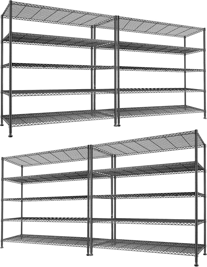 REIBII 45.8''W Storage Shelves 5 Tier Wire Shelving Metal Shelves by REIBII