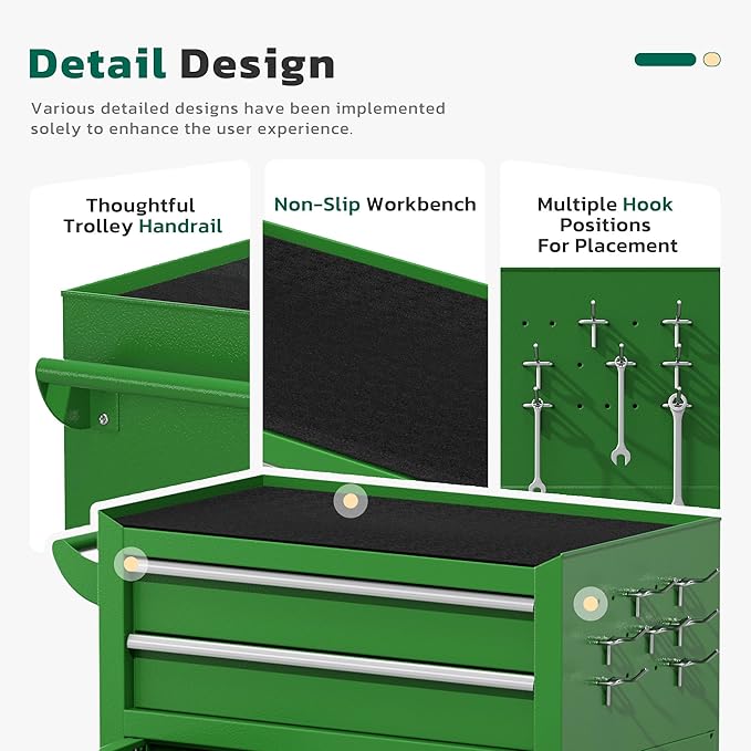 Greenvelly Tool Chest, 8-Drawer Rolling Tool Chest - Image 4