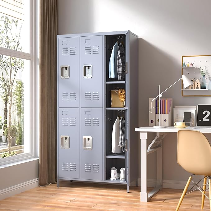 6 Door Locker with Lock, Metal Storage Locker Cabinet with - Image 7