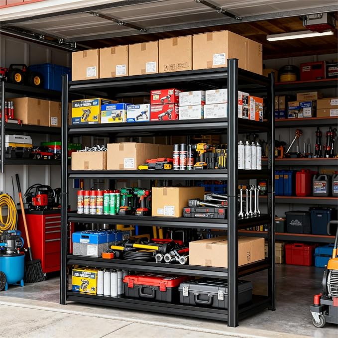 Storage Shelves, Garage Metal Shelving Unit, Adjustable, Double-Layer Column - Image 2