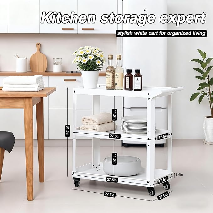 3 Tier Metal Utility Rolling Cart - Image 3