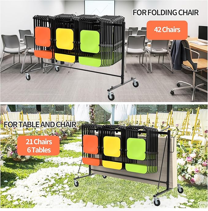 Folding Chair Rack Table and Chairs Storage Cart 400 LBS Capacity Heavy Duty - Image 7
