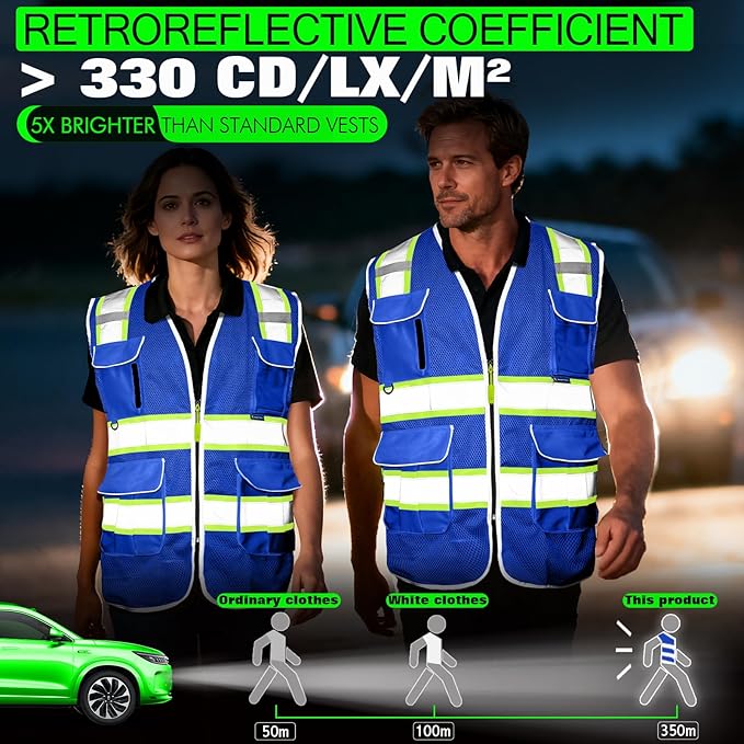 BeautyWill Custom Logo 10 Pockets Safety Vest Class2 ANSI Certified High - Image 2