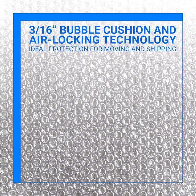 Bubble Cushioning Wrap Rolls, 3/16" x 12" x 72' ft Total Perforated Every 12" - Image 2