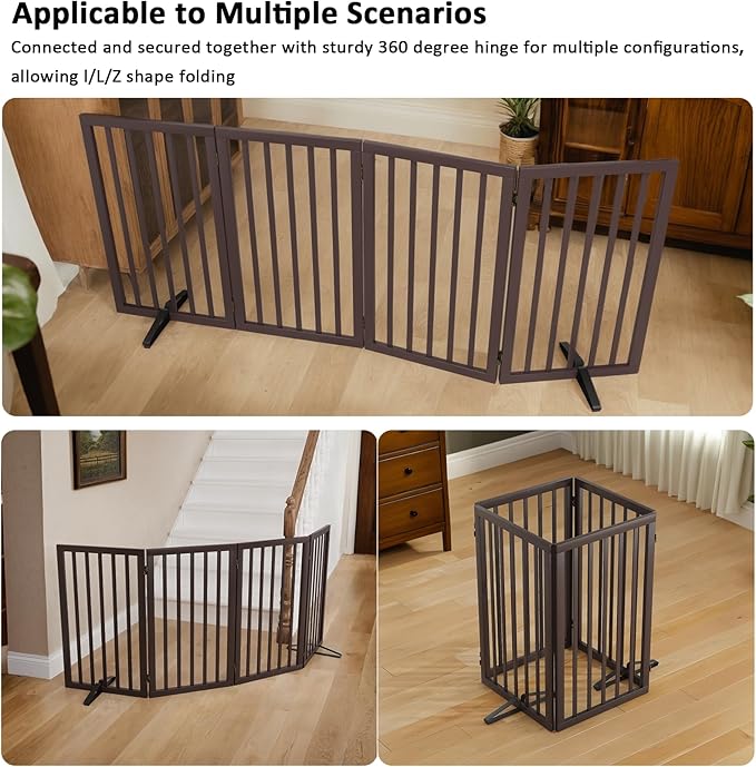 Dog Gate for Doorways 32" Tall Freestanding Dog Gate for Stair Foldable Pet - Image 4