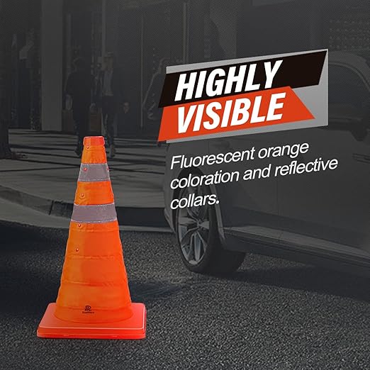 RoadHero 18 Inch 6 Pack Collapsible Traffic Safety Cones, Parking Lots - Image 6