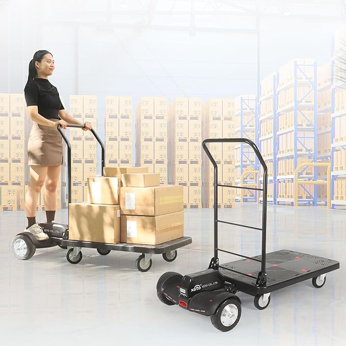 Electric Platform Truck, 661lbs Capacity Heavy Duty Flatbed Cart, 1000W Powered by XSTO