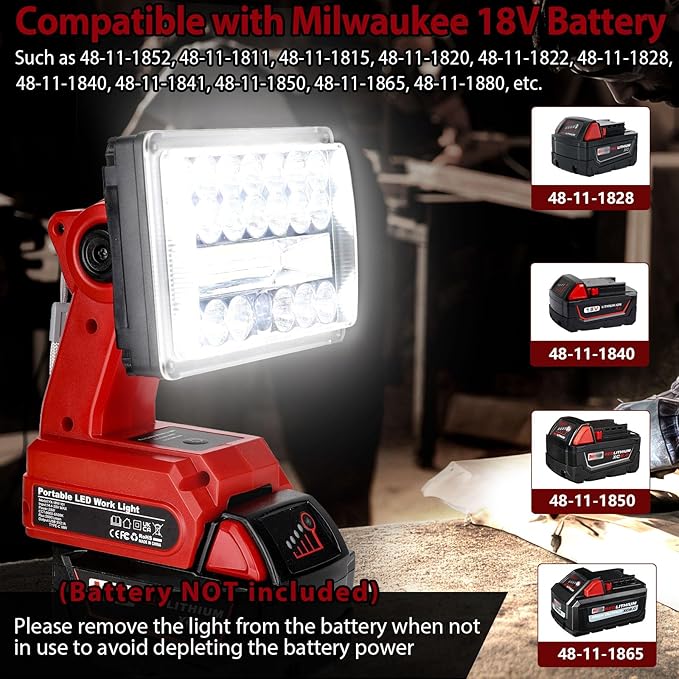 28W 2000LM Cordless LED Work Light - Image 5