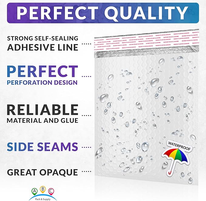 ABC PACK & SUPPLY Poly Bubble Mailers, 8.5 x 11 Inch. Pack of 100 White Padded - Image 3