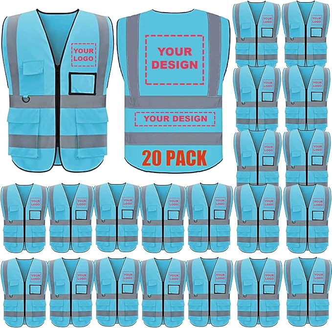 BeautyWill Custom Logo 10/20 Pack Safety Vest Class2 High Visibility Vest by BeautyWill