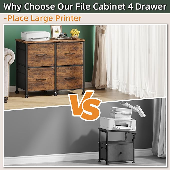 4 Drawer Lateral File Cabinet, Mobile Filing Cabinet - Image 4