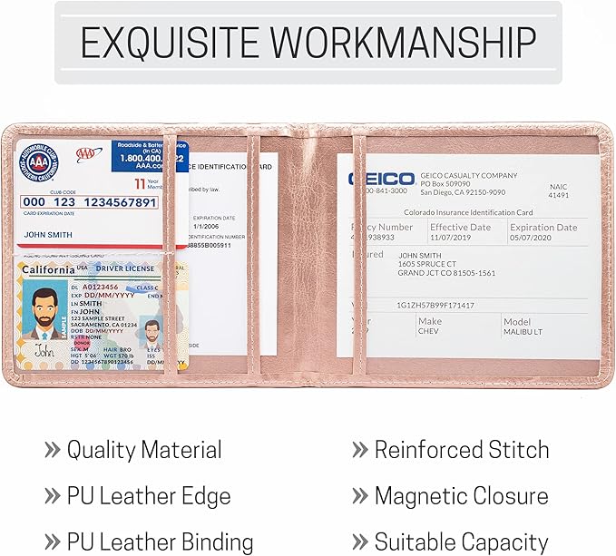 CANOPUS Car Registration and Insurance Holder, PU Leather Card Holder, Vehicle - Image 4
