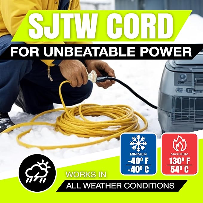 75ft Outdoor/Indoor Extension Cord 3-Outlet 12/3 Gauge Extra Heavy Duty 3 Prong - Image 8