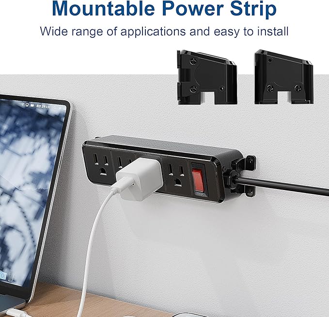 Wall Mount Power Strip, Flat Plug Power Strip - Image 3