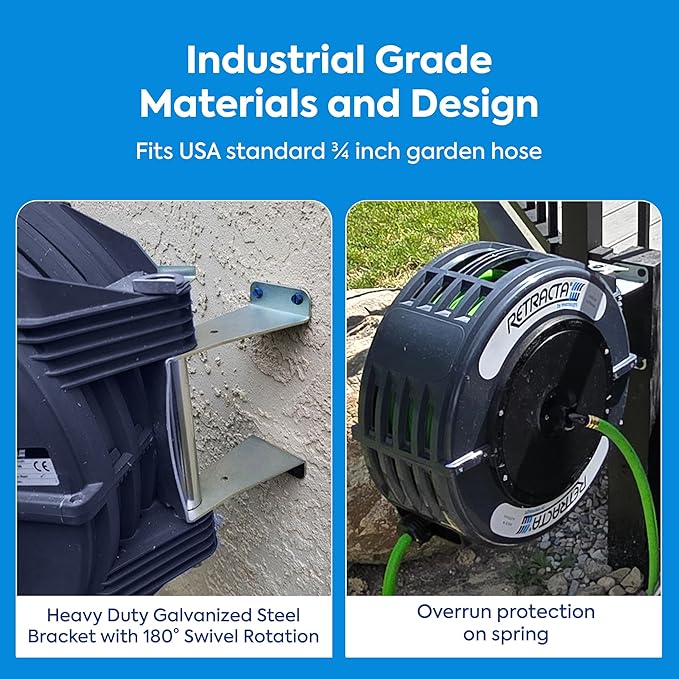 Macnaught Retractable Garden Hose Reel, 60 Ft Water Hose Reel Heavy Duty - Image 5