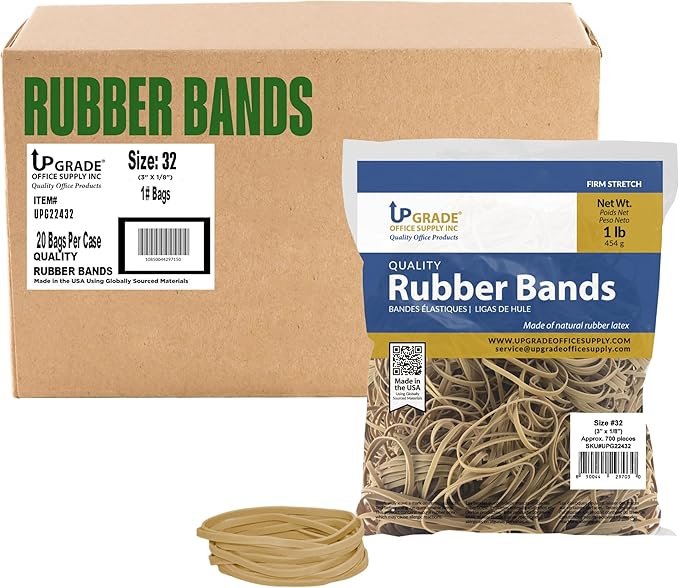 Upgrade Rubber Bands Size 32 700 Bands 1 lb Bag 20 Pack Case USA by UpgradeOfficeSupply