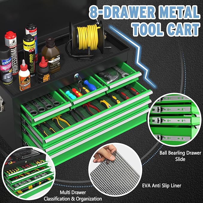 8 Drawer High Capacity Rolling Tool Chest, Metal Tool Box - Image 5