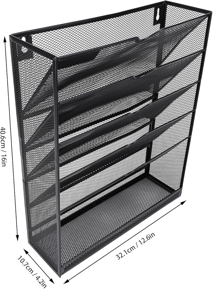 Walfront Hanging Wall File Holder 6 Tier Metal Hanging Wall Mount File Organizer - Image 2