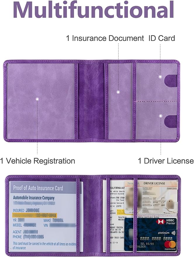 Mymazn Car Registration and Insurance Card Holder, PU Leather Insurance and - Image 2