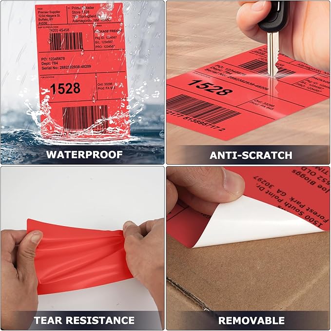 Red Direct Thermal Labels 4 × 6 Inch Vinyl Self-Adhesive Fanfold Shipping - Image 6