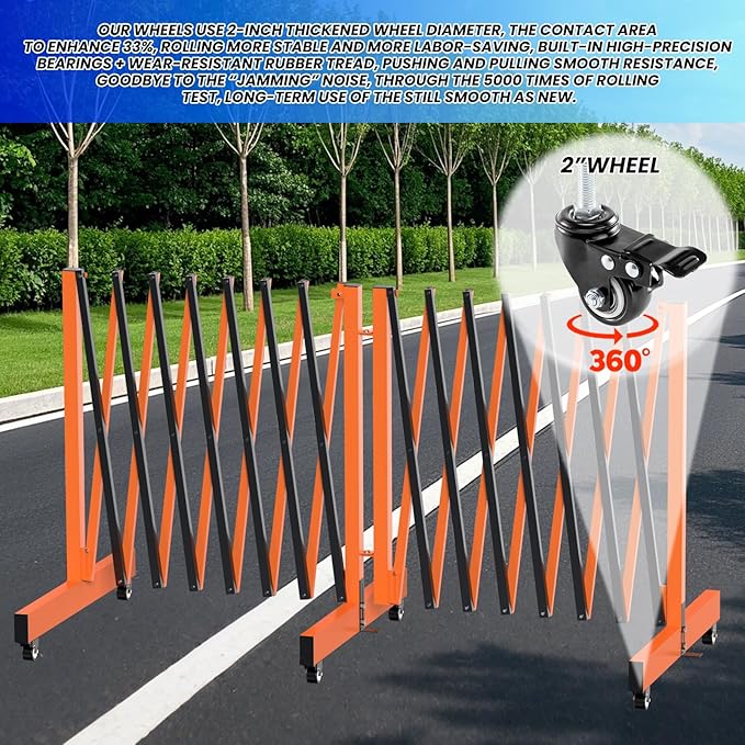 1 Set 16.8FT Industrial Metal Expandable Barricade，Retractable Traffic Fence - Image 4