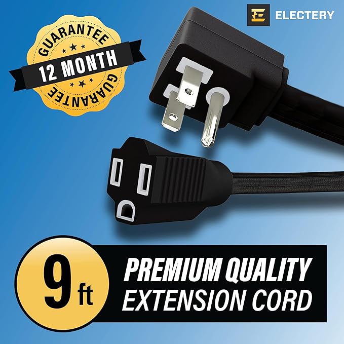9 ft Heavy Duty Appliance Extension Cord, 14 AWG, 15A 125V 1875W, 3 Prong Flat - Image 2