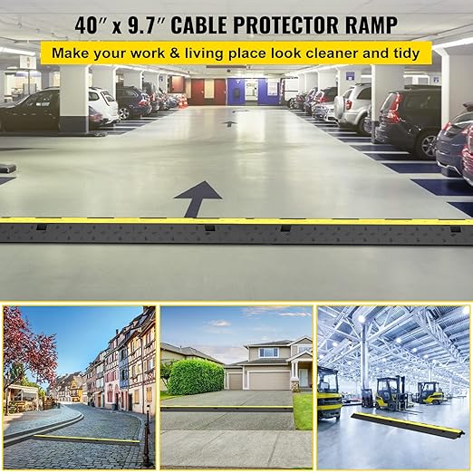 VEVOR Cable Protector Ramp, 5 Packs 2 Channels Speed Bump, Rubber Modular Humps - Image 2