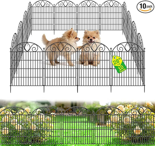 10 Panels No Dig Decorative Garden Fence Panel – 28" H X 19.6' L Rustproof by FencePost