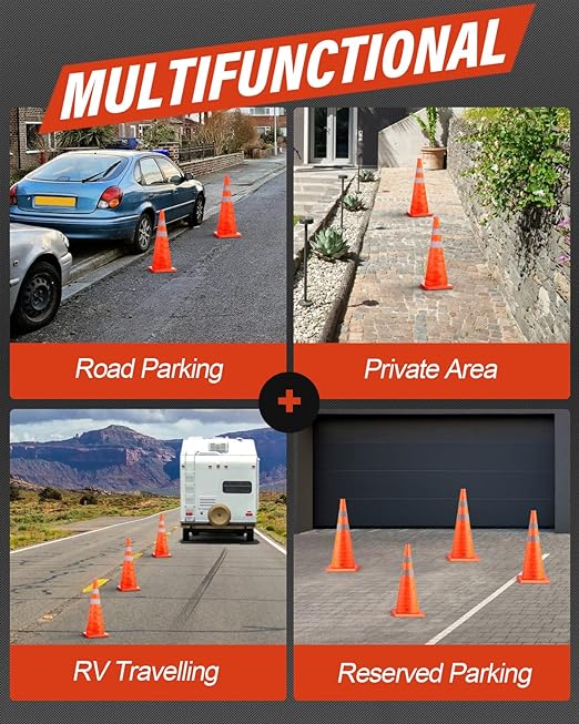 RoadHero 18 Inch 1 Pack Collapsible Traffic Safety Cones, Parking Lots - Image 2