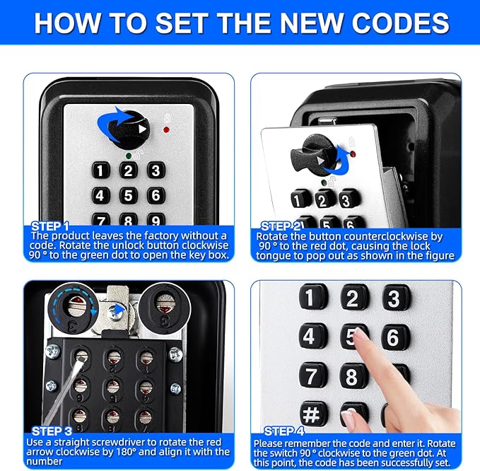 Key Lock Box, 12-Digit Code, Weatherproof Wall Mount, Large Capacity 5-8 Keys - Image 6
