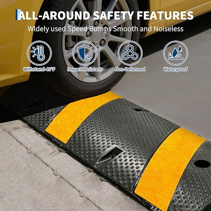 3 Pack 6FT Speed Bumps for Road, Heavy Duty 25, 000 Lbs Capacity Traffic Rubber - Image 6