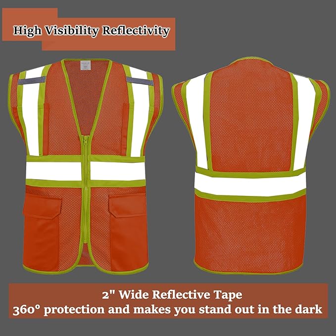 BeautyWill Custom Safety Vest Customized Logo Class 2 High Visibility - Image 3