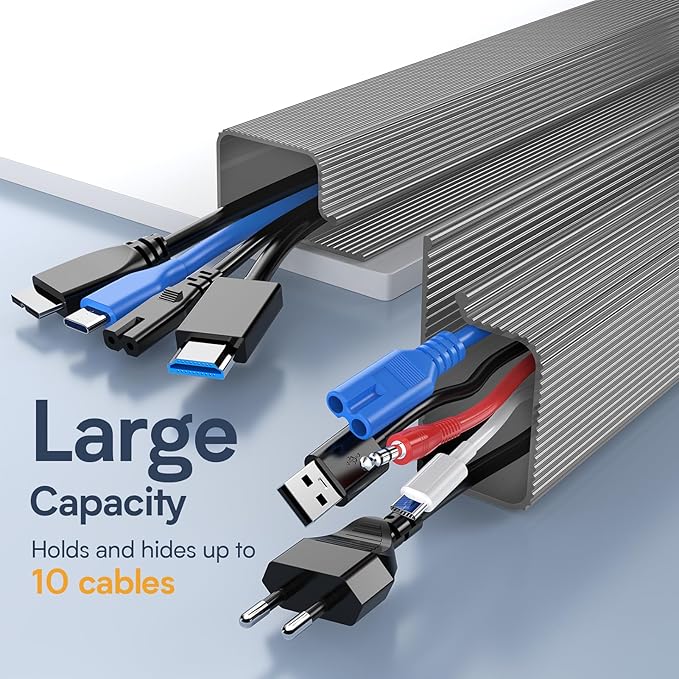Delamu 157in Cable Management Under Desk, Safe & Tidy Under Desk Cable - Image 6