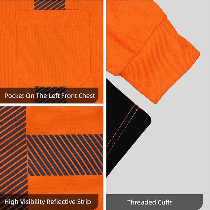 FONIRRA Safety Shirts for Men High Visibility Reflective ANSI Class 2 Hi Vis - Image 5