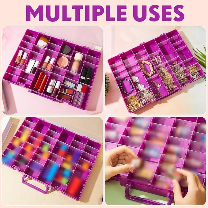 Juexica 2 Pcs Large 48 Grids Plastic Storage Bead Organizer Box, Tackle Box - Image 7
