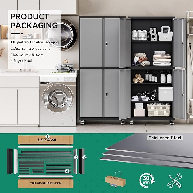 Letaya Metal Garage Storage Cabinet - Image 6