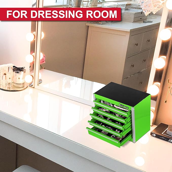 P.I.T. Mini Green Tool Box, Portable 5-Drawer Micro Roll Cab Steel Tool Box - Image 5
