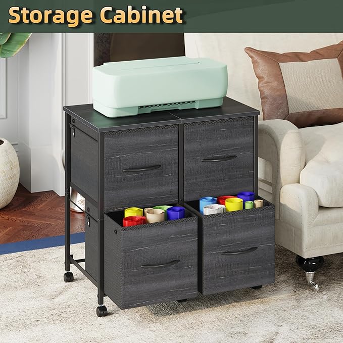 4 Drawer Lateral File Cabinet, Mobile Filing Cabinet - Image 9