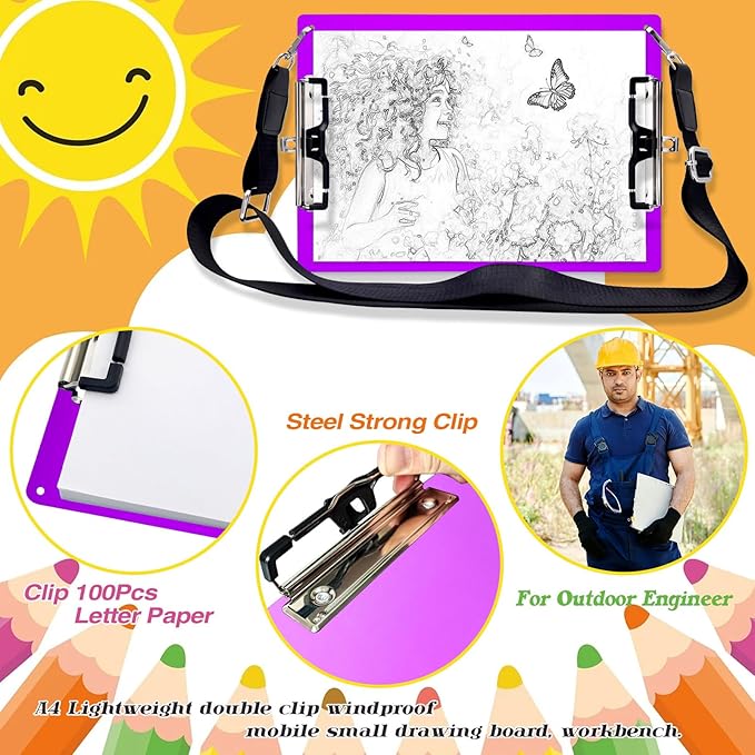 Aluminum Metal Clipboard with Detachable Adjustable Shoulder Strap A4 Double - Image 2