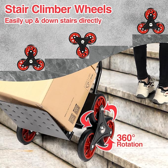 RedSwing Stair Climbing Hand Truck - 330lb Heavy Duty 6-Wheel Dolly Cart - Image 7