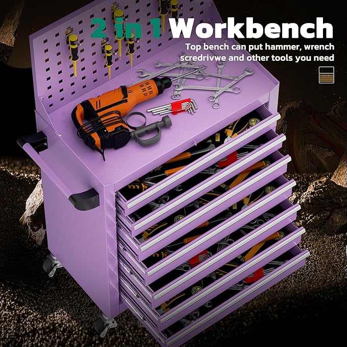 Greenvelly 7-Drawer Metal Tool Chest, Rolling Tool Chest - Image 8