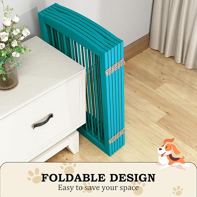 Freestanding Pet Gate with Door, Tall Dog Gate - Image 4