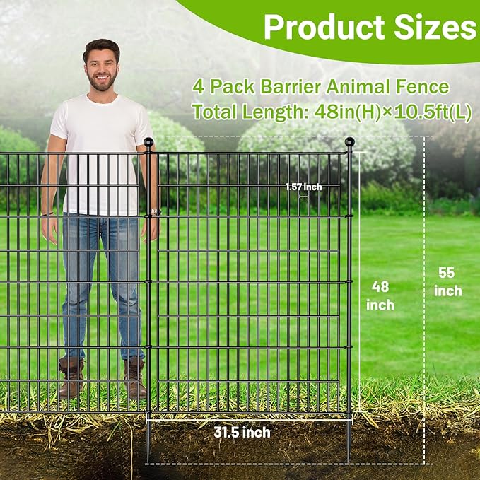 4 Panels No Dig Decorative Outdoor Garden Fence - Image 2
