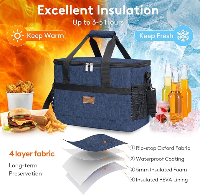 Lifewit Cooler Bag 30/50/60 Cans Collapsible and Insulated Large Lunch Bag - Image 4